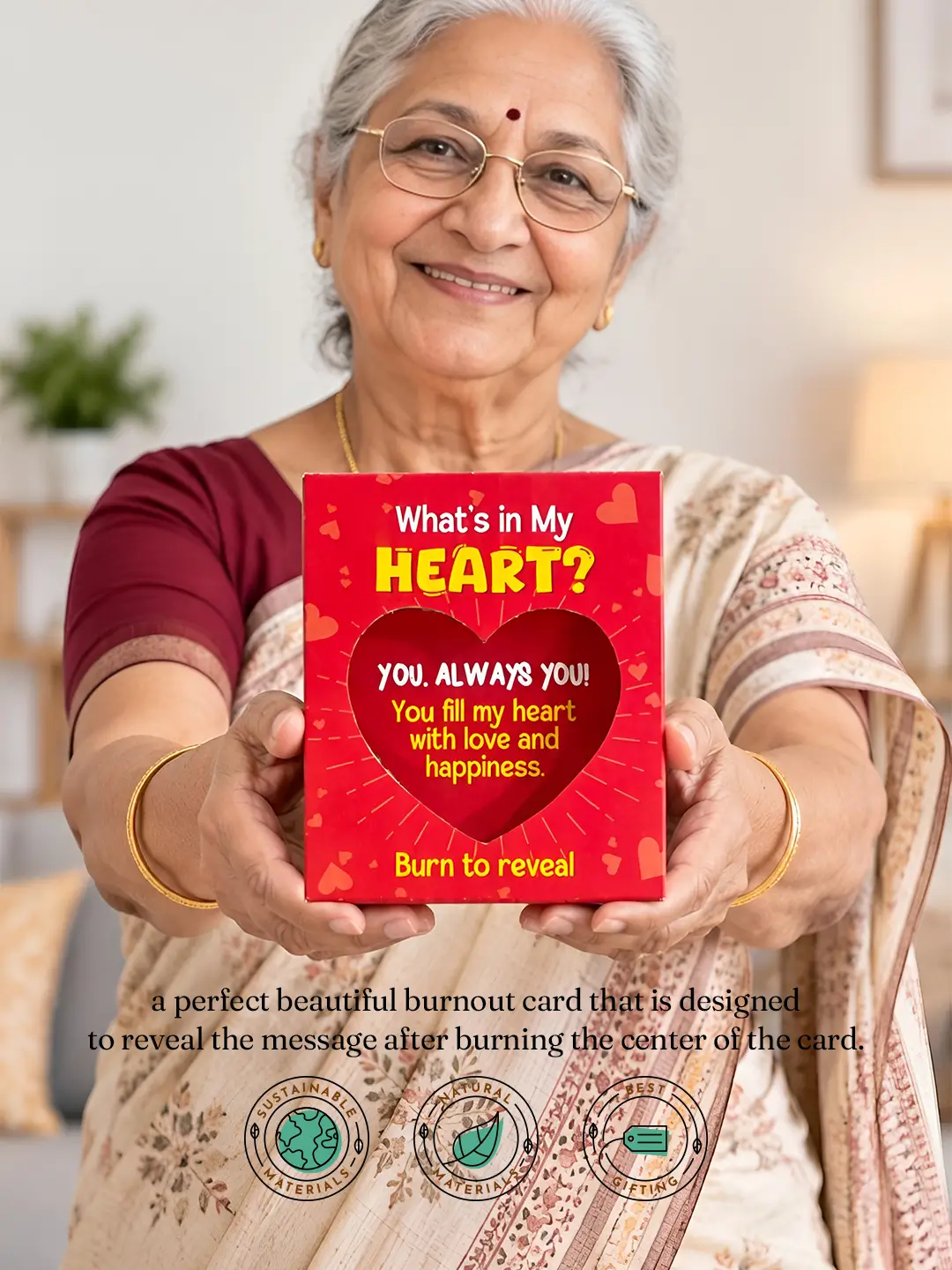 What Is in My Heart Burnout Fire Card – Romantic Love Message Reveal Card