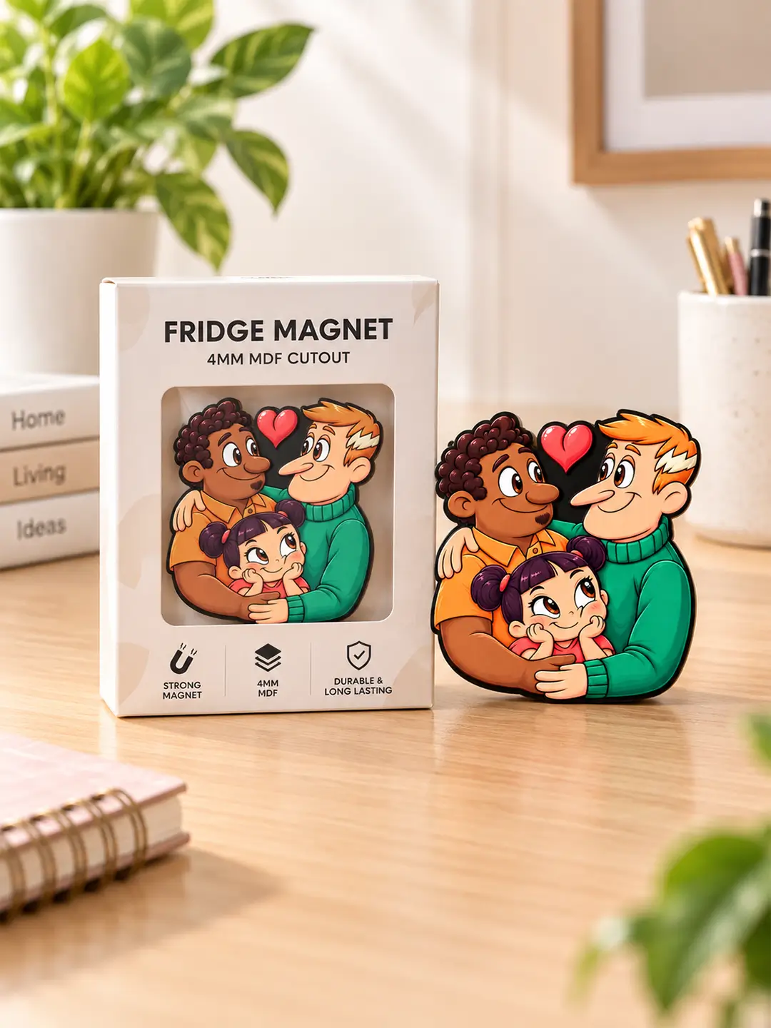 With Pa and Grandpa Fridge Magnet – 4mm MDF Wooden Family Magnet with Strong Magnetic Back