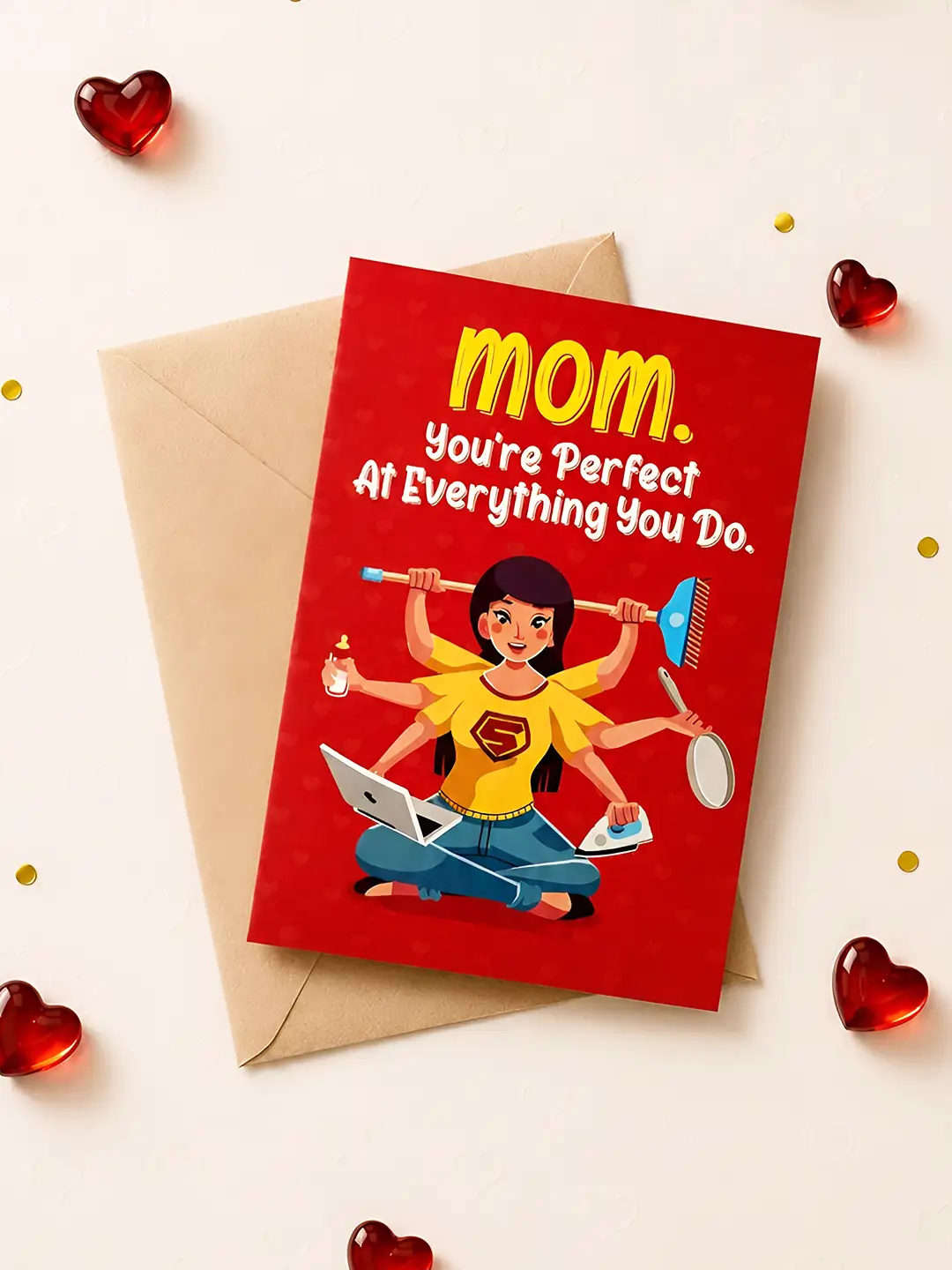World’s Best Multitasker Mirror Card for Mom featuring a Super Mom greeting