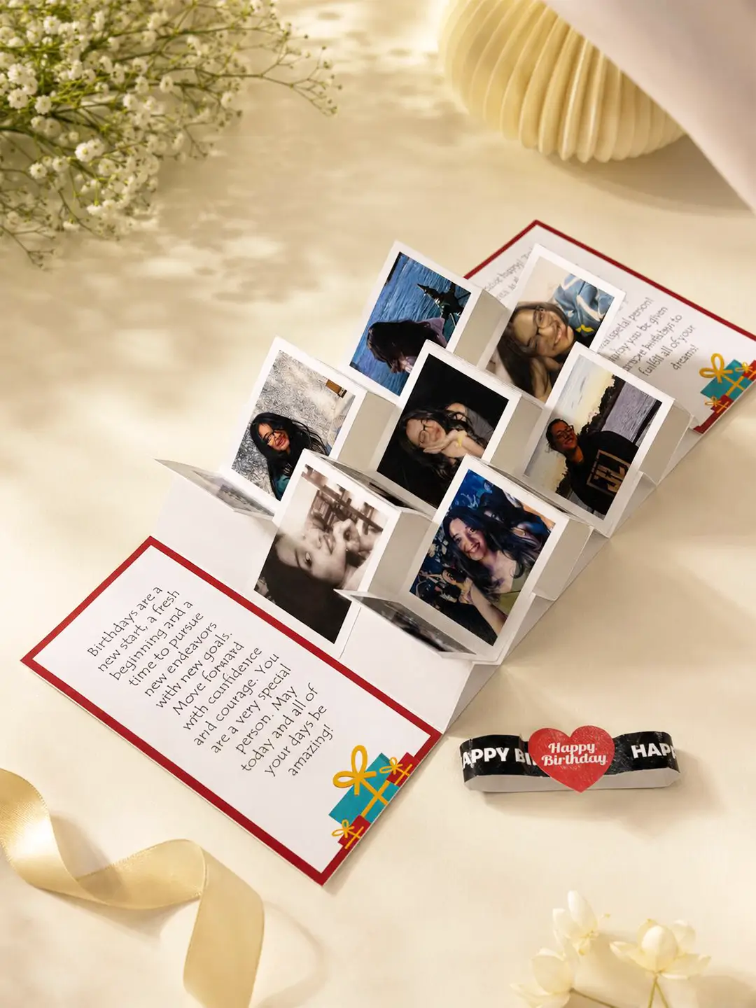 Zigzag Fold Accordion Card – Personalized 15 Photo Custom Greeting Card for Any Occasion