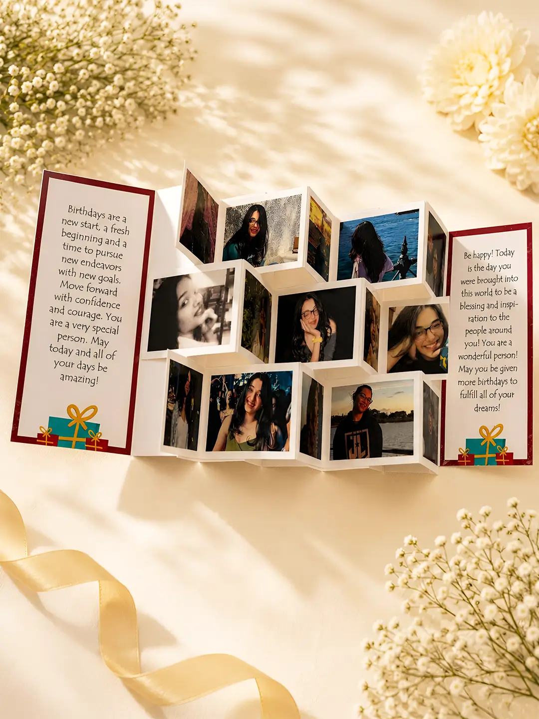 Zigzag Fold Accordion Card – Personalized 15 Photo Custom Greeting Card for Any Occasion