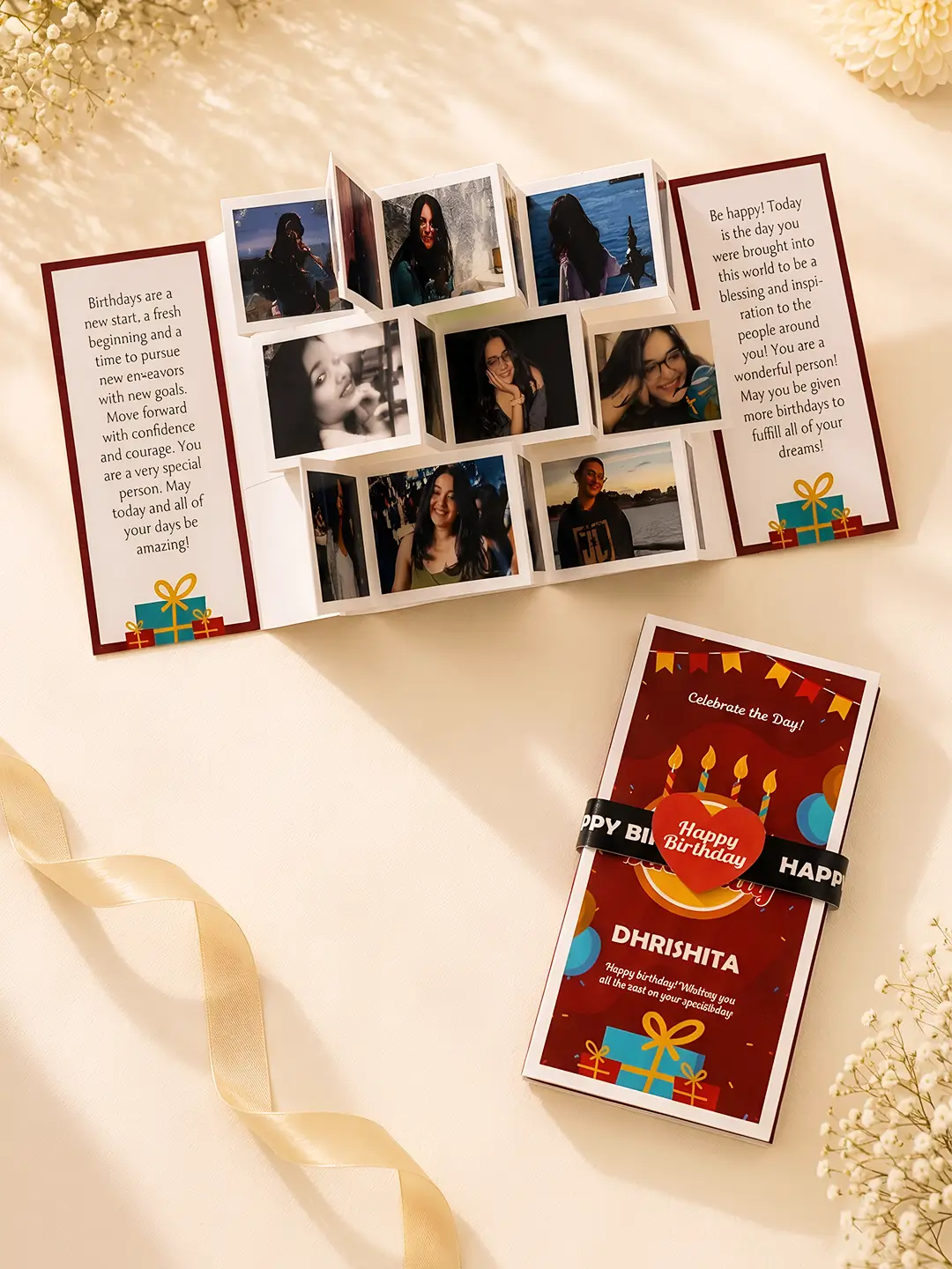 Zigzag Fold Accordion Card – Personalized 15 Photo Custom Greeting Card for Any Occasion
