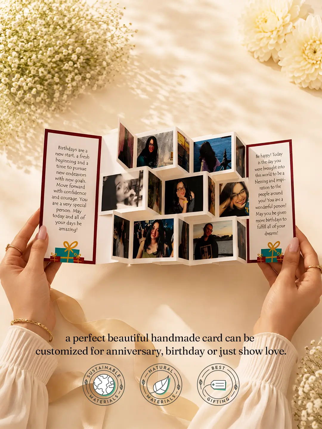 Zigzag Fold Accordion Card – Personalized 15 Photo Custom Greeting Card for Any Occasion