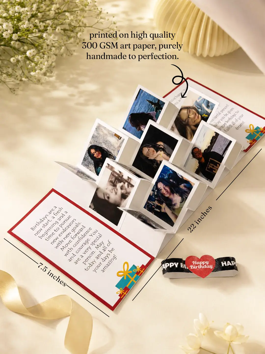 Zigzag Fold Accordion Card – Personalized 15 Photo Custom Greeting Card for Any Occasion