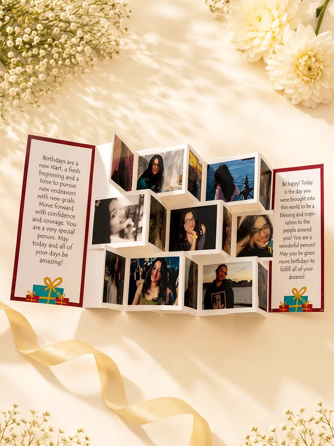 Zigzag Fold Accordion Card – Personalized 15 Photo Custom Greeting Card for Any Occasion